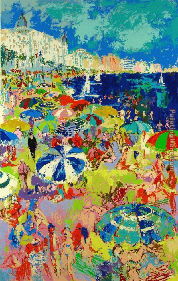 Beach at Cannes painting - Leroy Neiman Beach at Cannes art painting